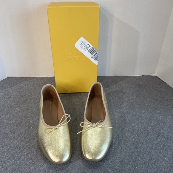 NEW NIB Mansur Gavriel Dream Ballerina Flat In Gold SIZE EU 37.5 / US 7.5 $395 - Picture 1 of 16